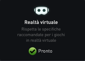 Seleziona la casella “Realtà virtuale” per eseguire la verifica” Seleziona la casella “Realtà virtuale” per eseguire la verifica”