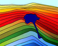 Modello geologico subsuperficiale. Gli obiettivi della prospezione mineraria sono gli strati sottostanti la crosta.
