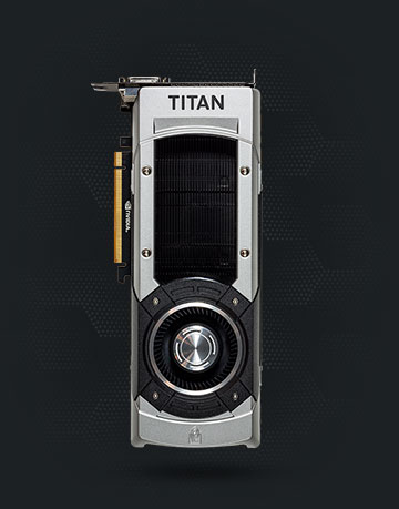 Vista dall'alto della scheda grafica GeForce GTX TITAN Black