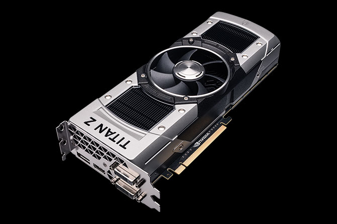 Vista inclinata della scheda grafica GeForce GTX TITAN Z