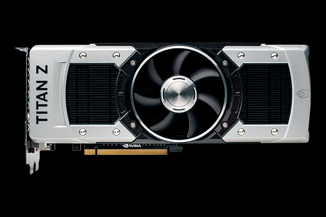 Vista anteriore della scheda grafica GeForce GTX TITAN Z