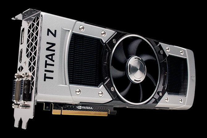 Vista inclinata della scheda grafica GeForce GTX TITAN Z